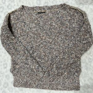 Abercrombie & Fitch Multicolor Knit Sweater Round Neck Slit Sides Women Size XS